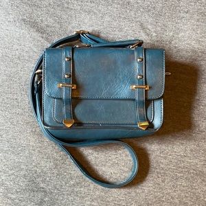 MMS Mini Briefcase Crossbody Bag w/ Gold Hardware